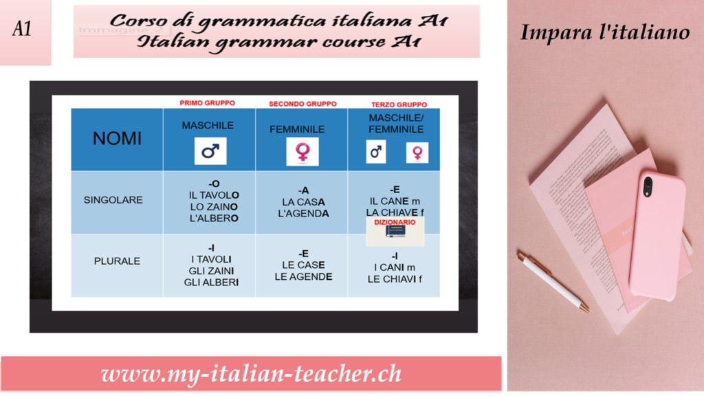 Gender and number of nouns in Italian 7