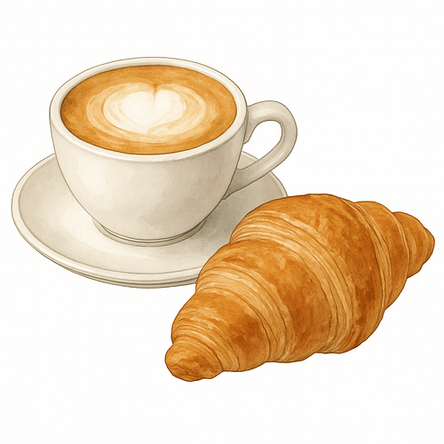 A cappuccino and a croissant: things we like at an Italian café