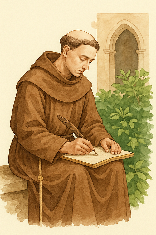 Frate che scrive un manoscritto
