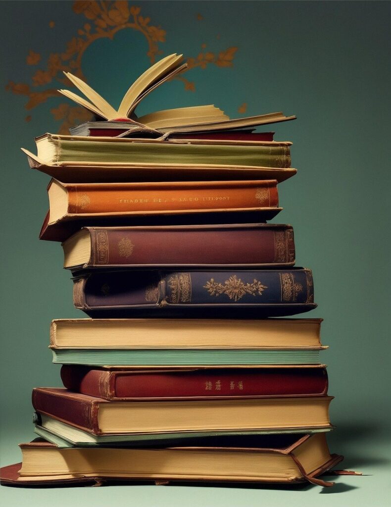 Stack of old books, an image for the article on Italo Calvino's "The Silver Nose"