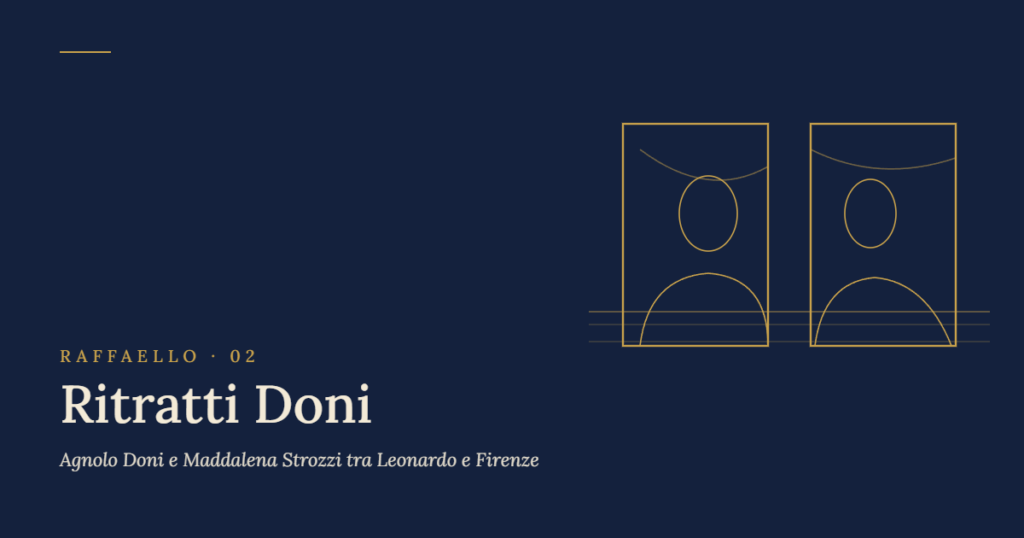 Ritratti Doni Raffaello: illustrazione originale con due cornici di ritratto affiancate