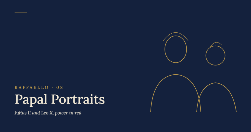 Raphael papal portraits: original illustration with two portrait figures