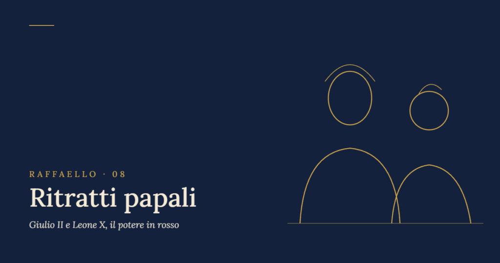 Ritratti papali Raffaello: illustrazione originale con due figure di profilo in ritratto
